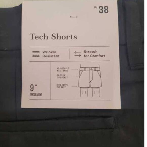 Men's 9" Inseam Tech Shorts, Size 38, Ebony - Goodfellow & Co - Picture 4 of 4